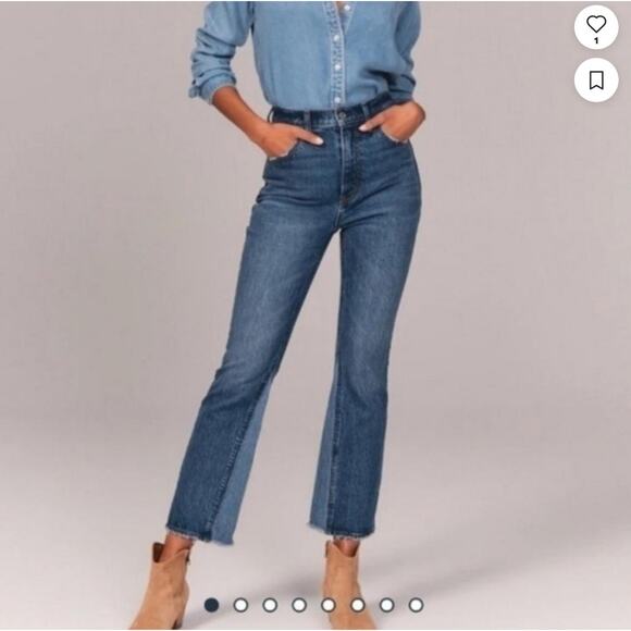 Abercrombie & Fitch The Kick Flare Ultra High Rise Jeans Size 25 0L Two Tone - Picture 2 of 11